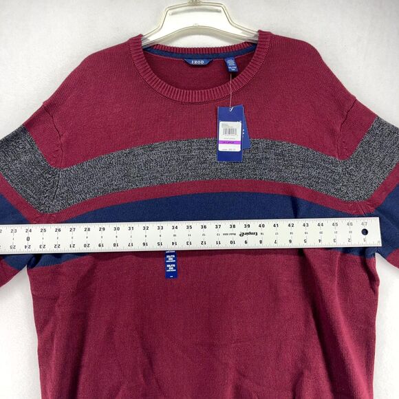 IZOD Men's Velvet Maroon 2X Large‎ Crew Neck Stripe Sweater NWT MSRP $65 - Picture 10 of 10